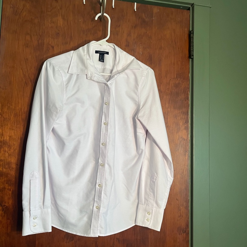 Lands' End ladies White Dress Shirt - Classic Button Front